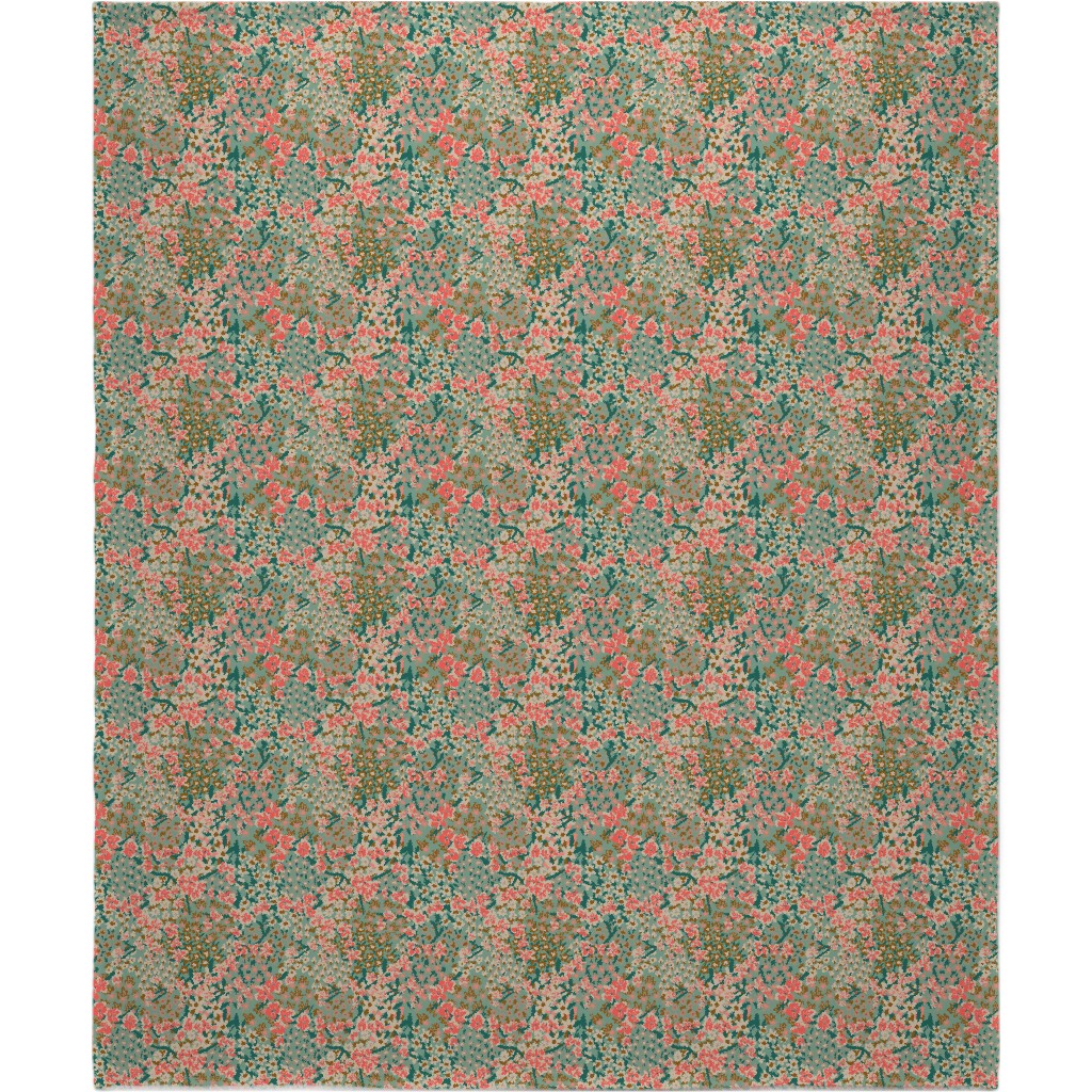 Bengal Kuma Floral - Multi Blanket, Plush Fleece, 50x60, Green, Classic Green