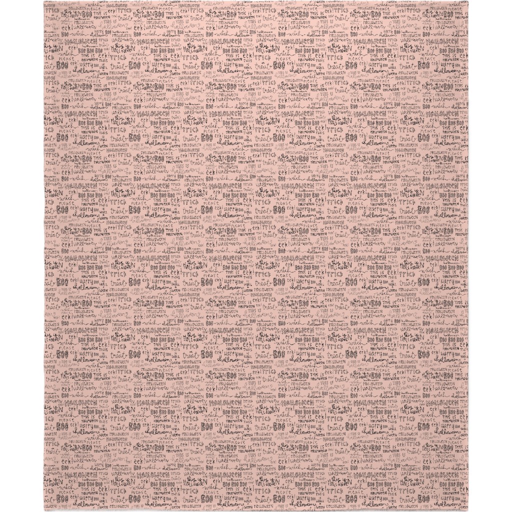 Halloween Words - Black Blanket, Plush Fleece, 50x60, Pink