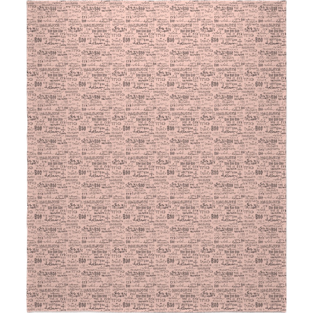 Halloween Words - Black Blanket, Plush Fleece, 50x60, Pink