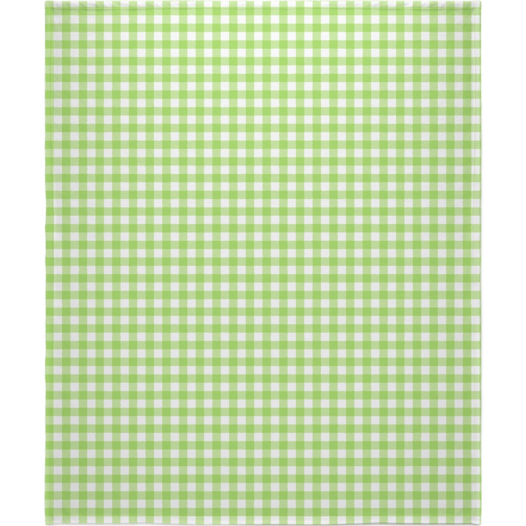 Gingham Checks Blanket, Plush Fleece, 50x60, Green, Pear