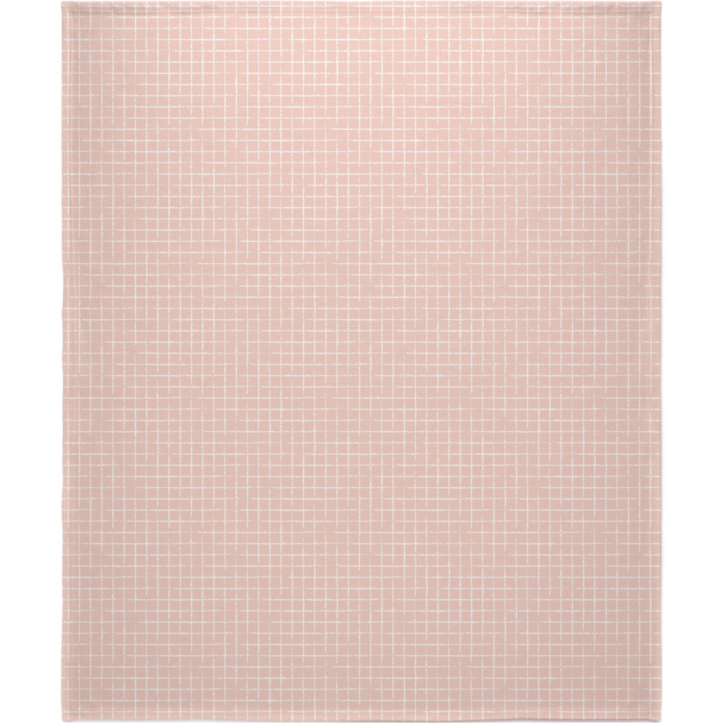 Minimalist Distorted Grid Blanket, Plush Fleece, 50x60, Pink, Quartz