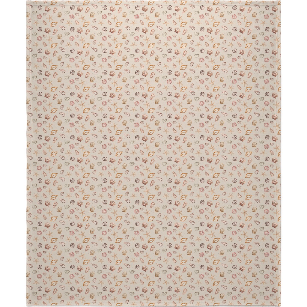Painted Summer Beach Seashells Blanket, Plush Fleece, 50x60, Multicolor