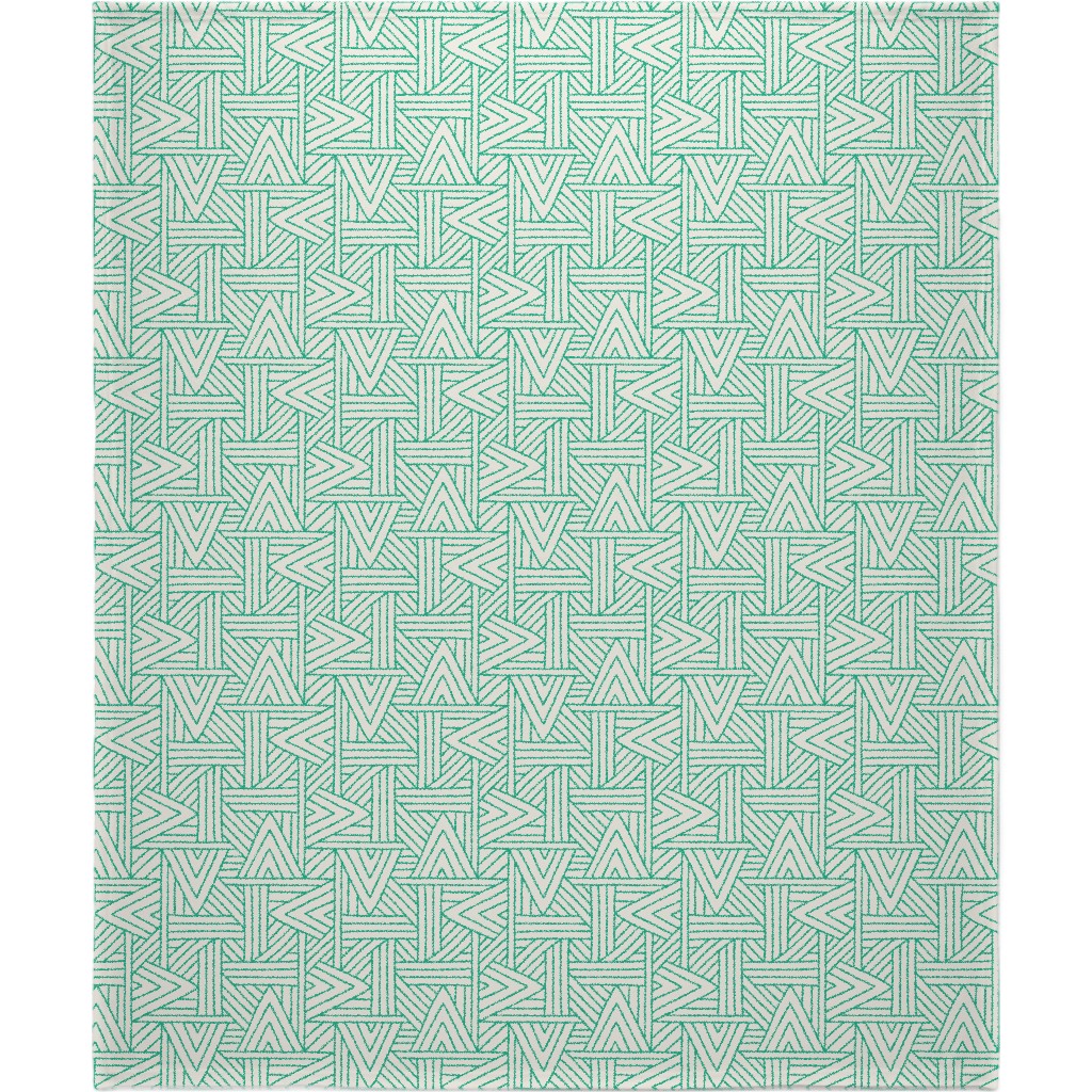 Angles - Green & White Blanket, Plush Fleece, 50x60, Green, Classic Green
