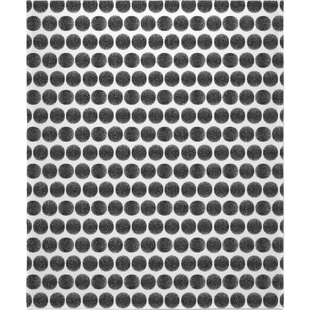 Tossed Spheres - Black and White Blanket, Plush Fleece, 50x60, Black, Black