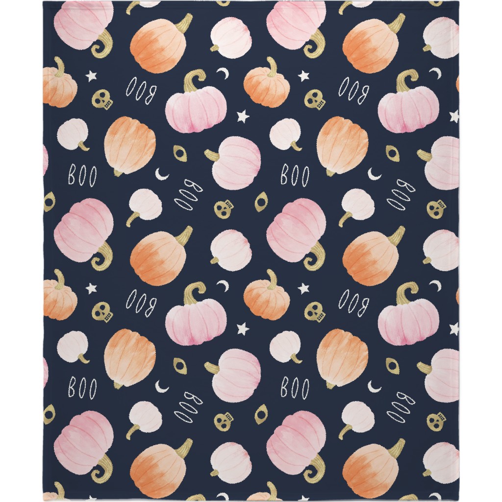 Pastel Pumpkins Party - Multi Blanket, Plush Fleece, 50x60, Orange, Orange