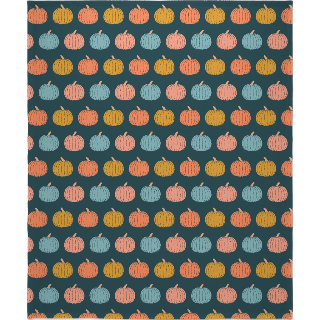 Colorful Halloween - Teal and Orange Blanket, Plush Fleece, 50x60, Multicolor