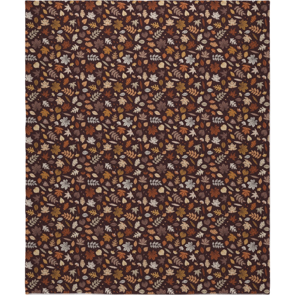 Fall Time Leaves - Brown Blanket, Plush Fleece, 50x60, Brown