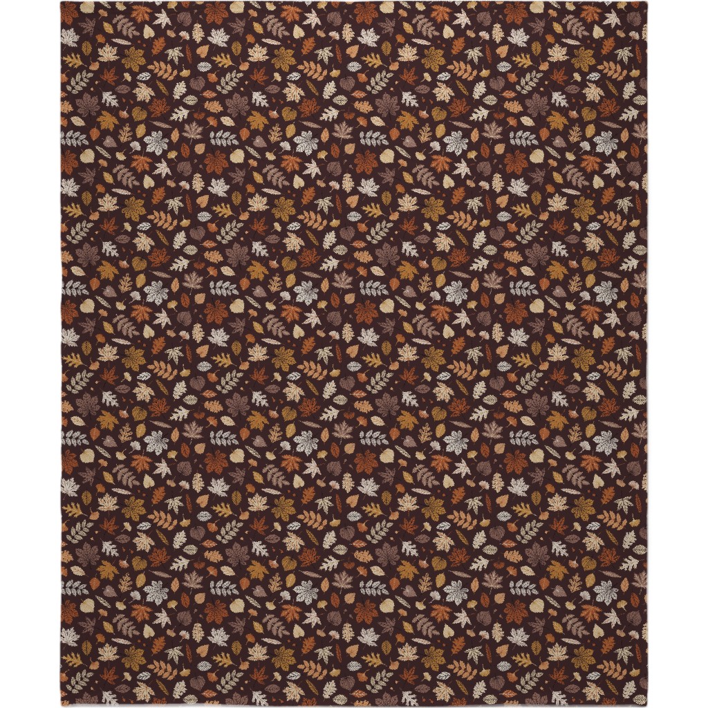 Fall Time Leaves - Brown Blanket, Plush Fleece, 50x60, Brown, Brown