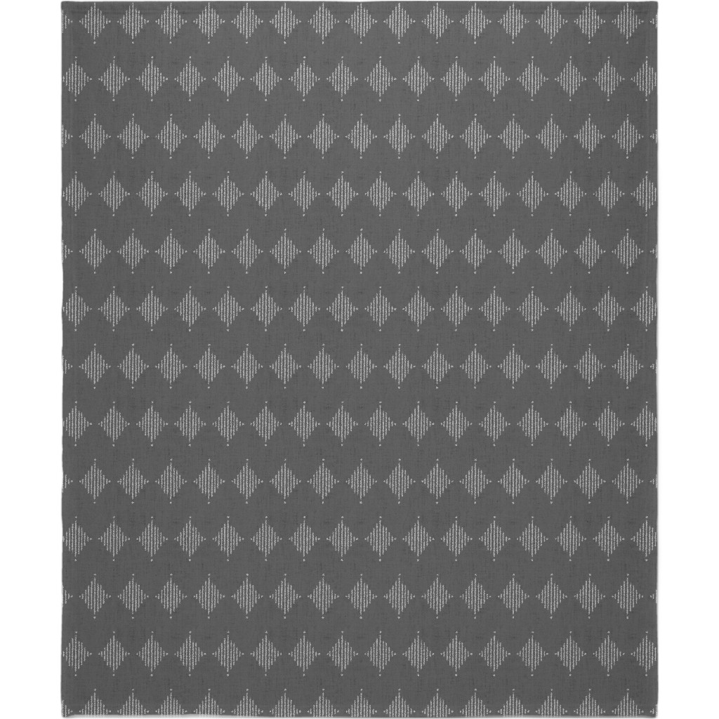 Brushed Diamond Lines Blanket, Plush Fleece, 50x60, Gray, Metal
