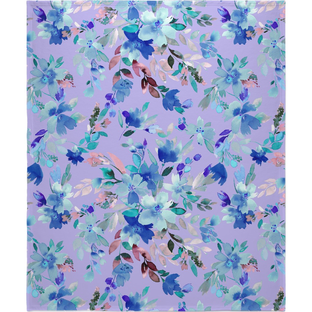 Very Peri Summer Floral - Purple Blanket, Plush Fleece, 50x60, Purple