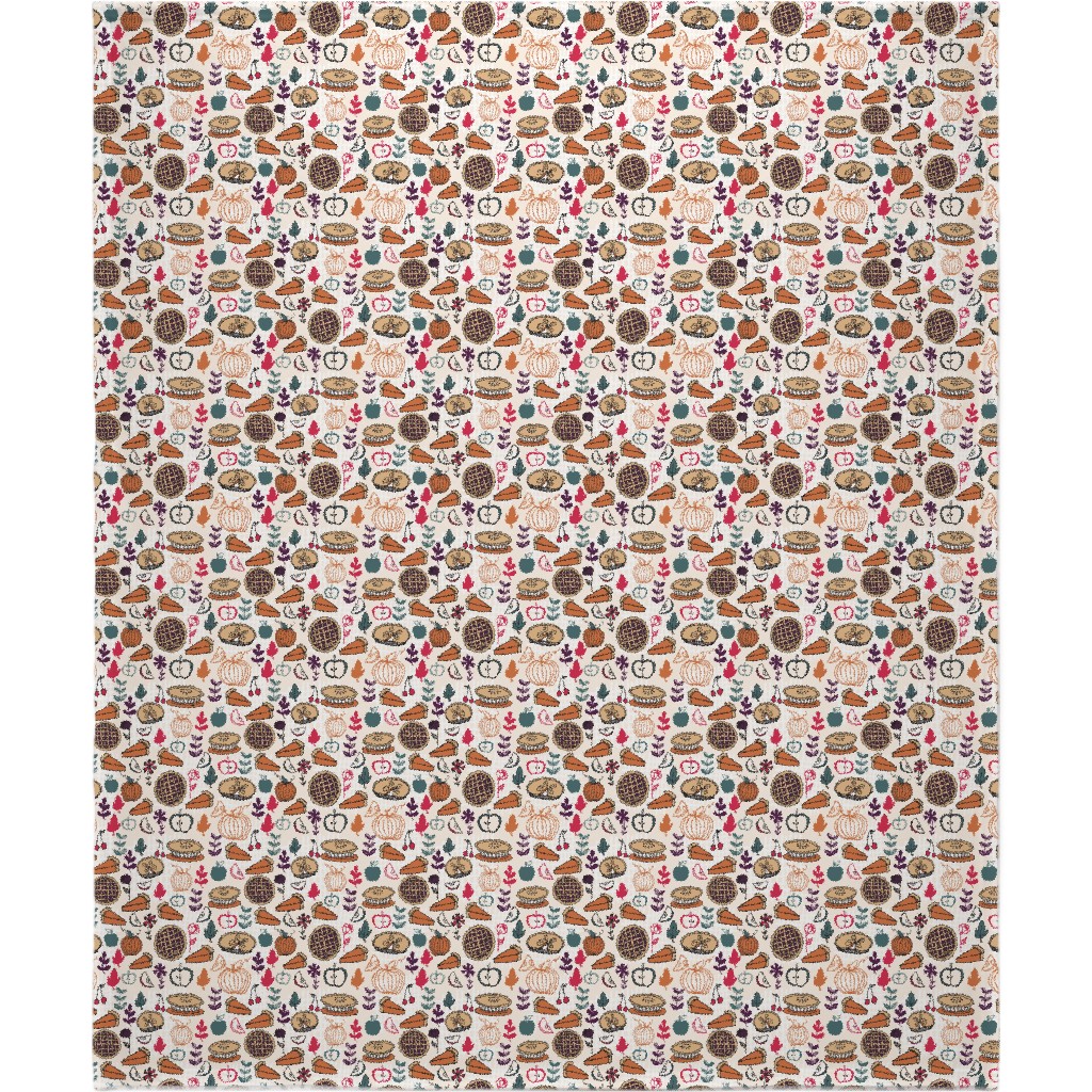 Thanksgiving Apple and Pumpkin Pies Blanket, Plush Fleece, 50x60, Multicolor
