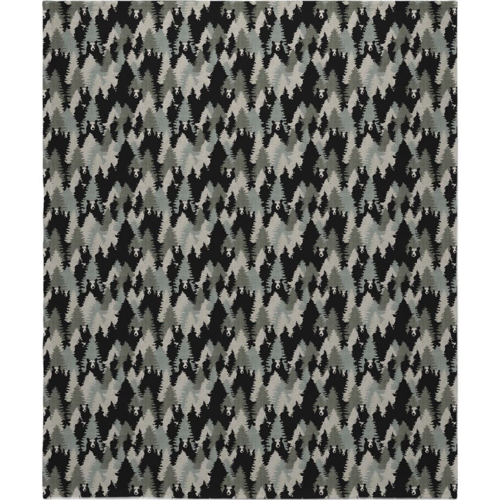 Bears Texture - Green Blanket, Plush Fleece, 50x60, Green, Classic Green