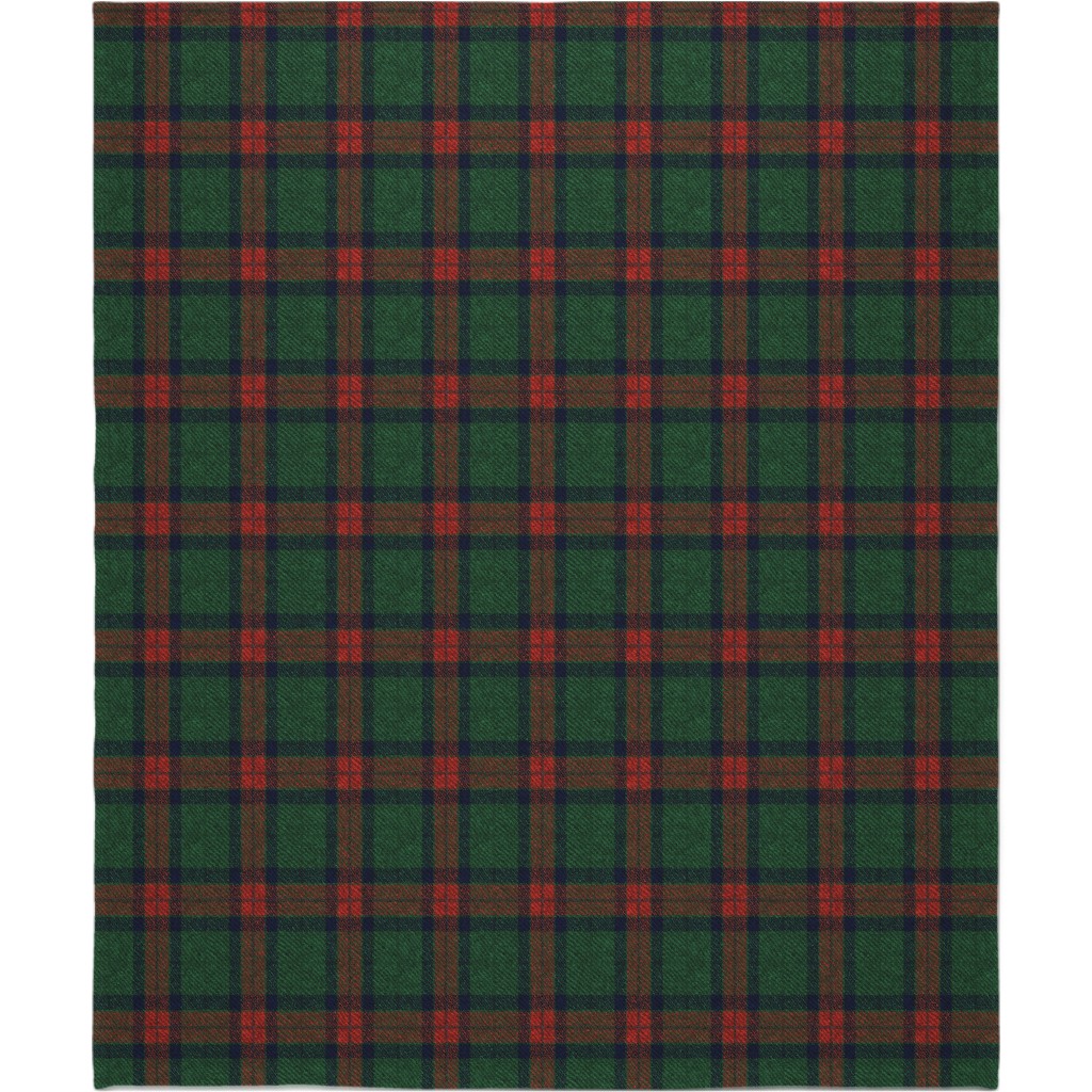 Holiday Tartan Blanket, Plush Fleece, 50x60, Green