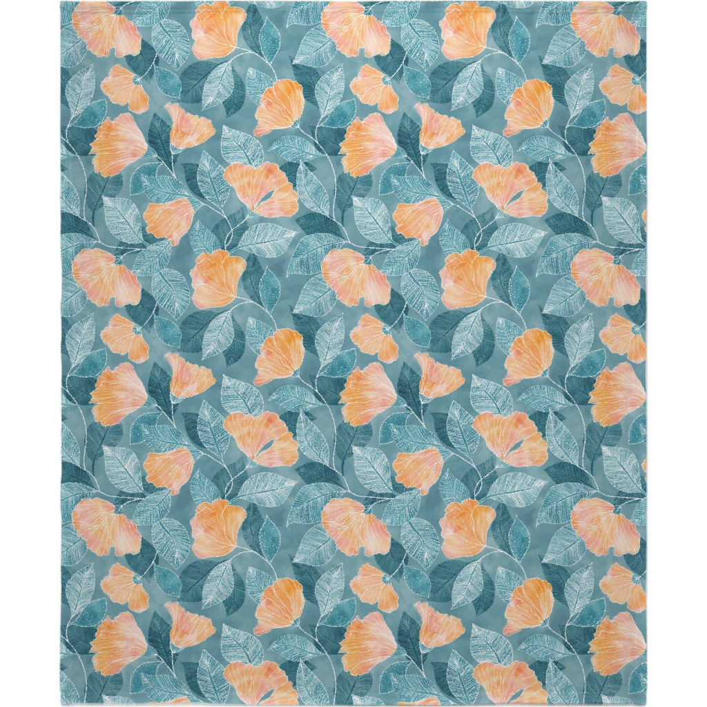 Rose of Sharon - Pink & Blue Blanket, Plush Fleece, 50x60, Blue, True Blue