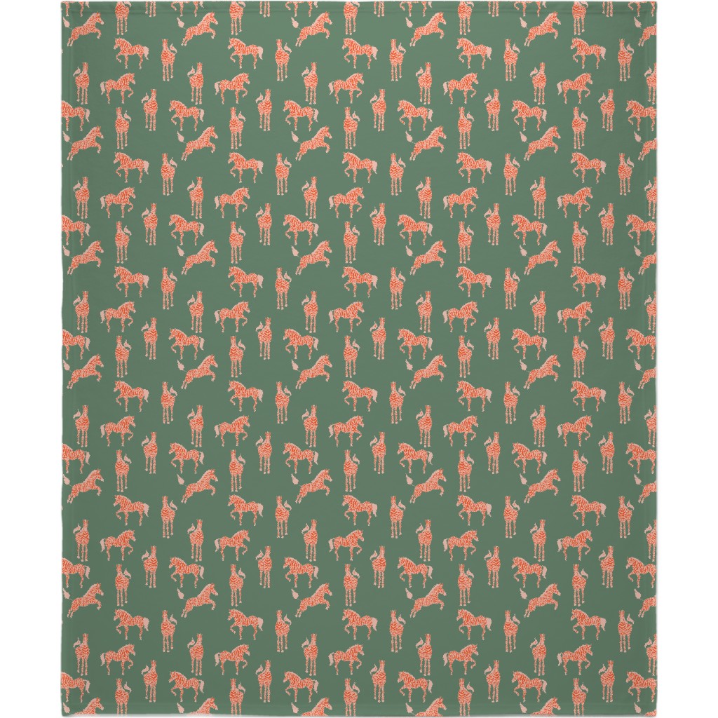 Zebra - Green and Pink Blanket, Plush Fleece, 50x60, Green