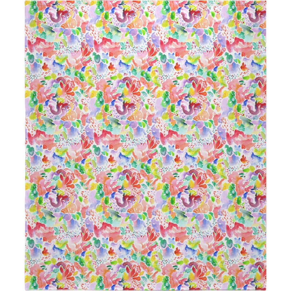 Happy Abstract Watercolor Blanket, Plush Fleece, 50x60, Multicolor