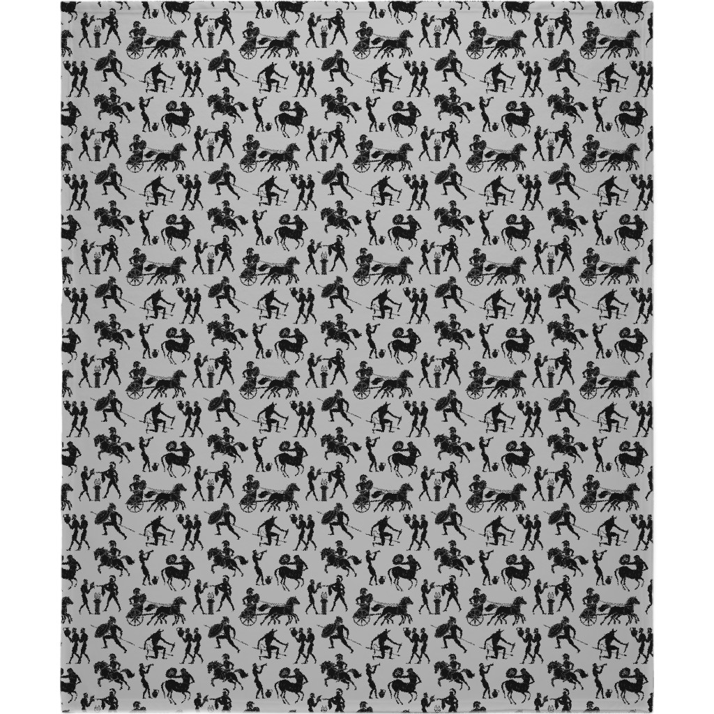 Greek Figures Blanket, Plush Fleece, 50x60, Gray, Fog