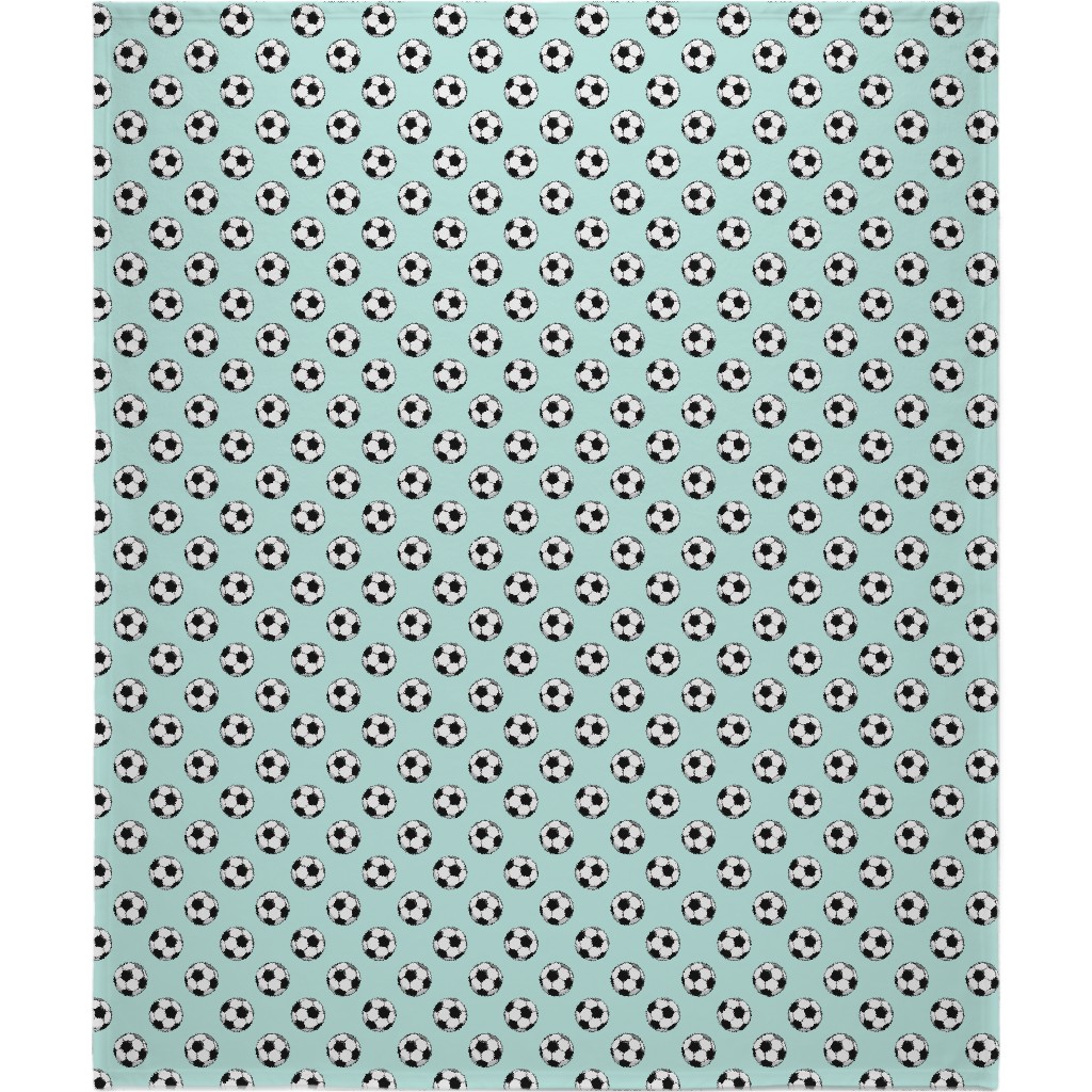 Soccer Balls Blanket, Plush Fleece, 50x60, Green, Frost