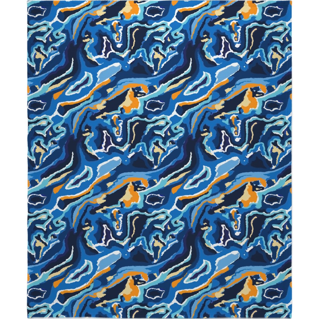 Psychedelic Blues Blanket, Plush Fleece, 50x60, Blue