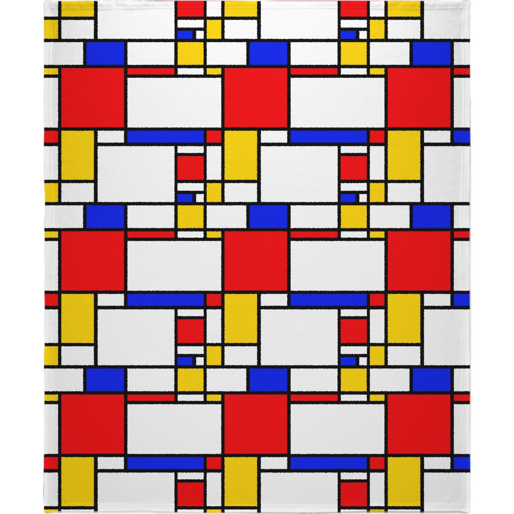 Mondrian Blanket, Plush Fleece, 50x60, Multicolor