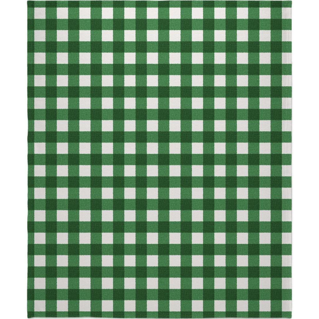 Gingham Linen - Green Blanket, Plush Fleece, 50x60, Green