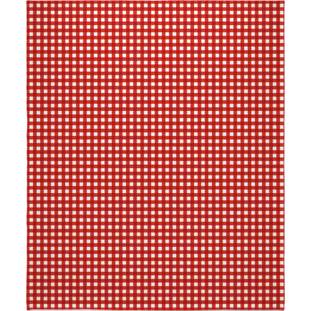 Gingham Plaid Check Blanket, Plush Fleece, 50x60, Red, Red