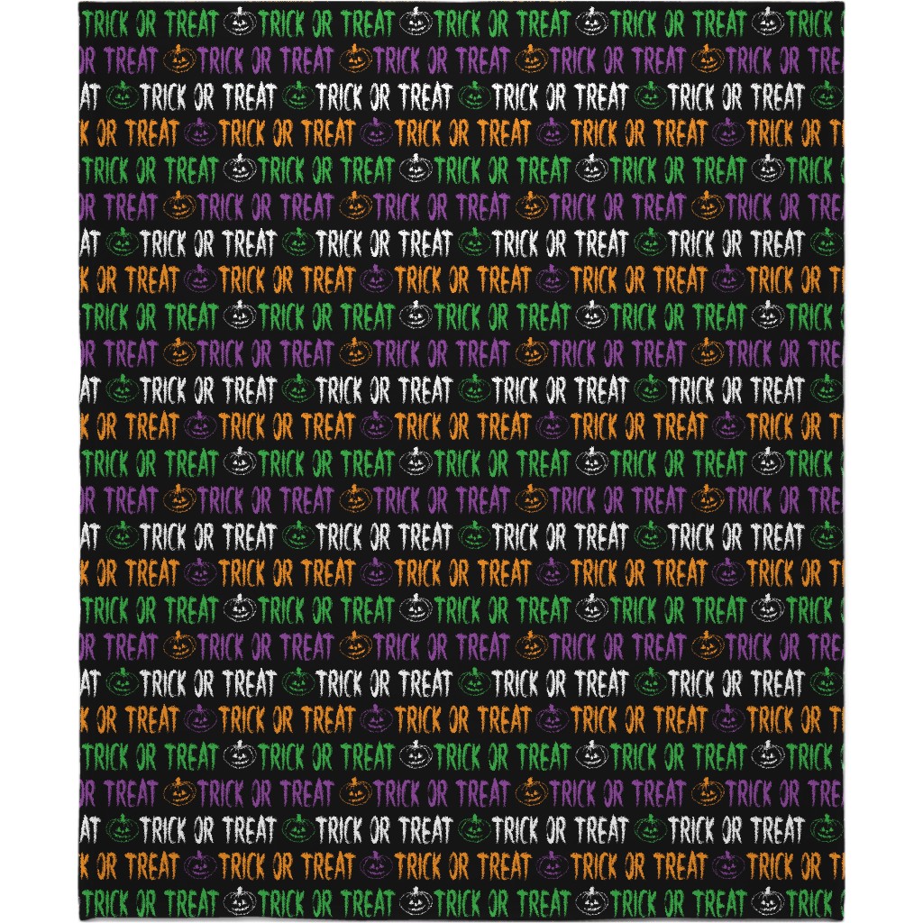 Trick or Treat Halloween Typography - Multi Blanket, Plush Fleece, 50x60, Multicolor