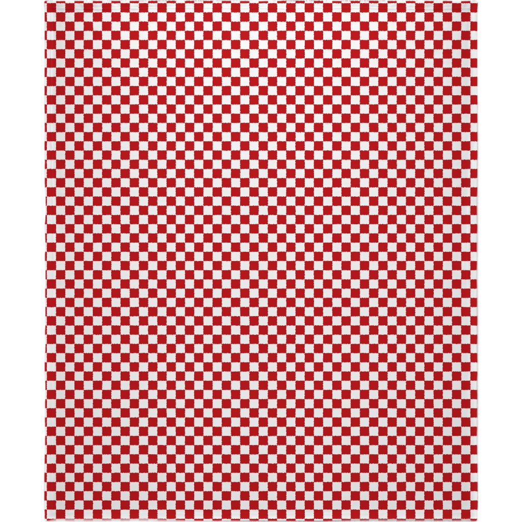 Checkerboard - Red and White Blanket, Plush Fleece, 50x60, Red, Red