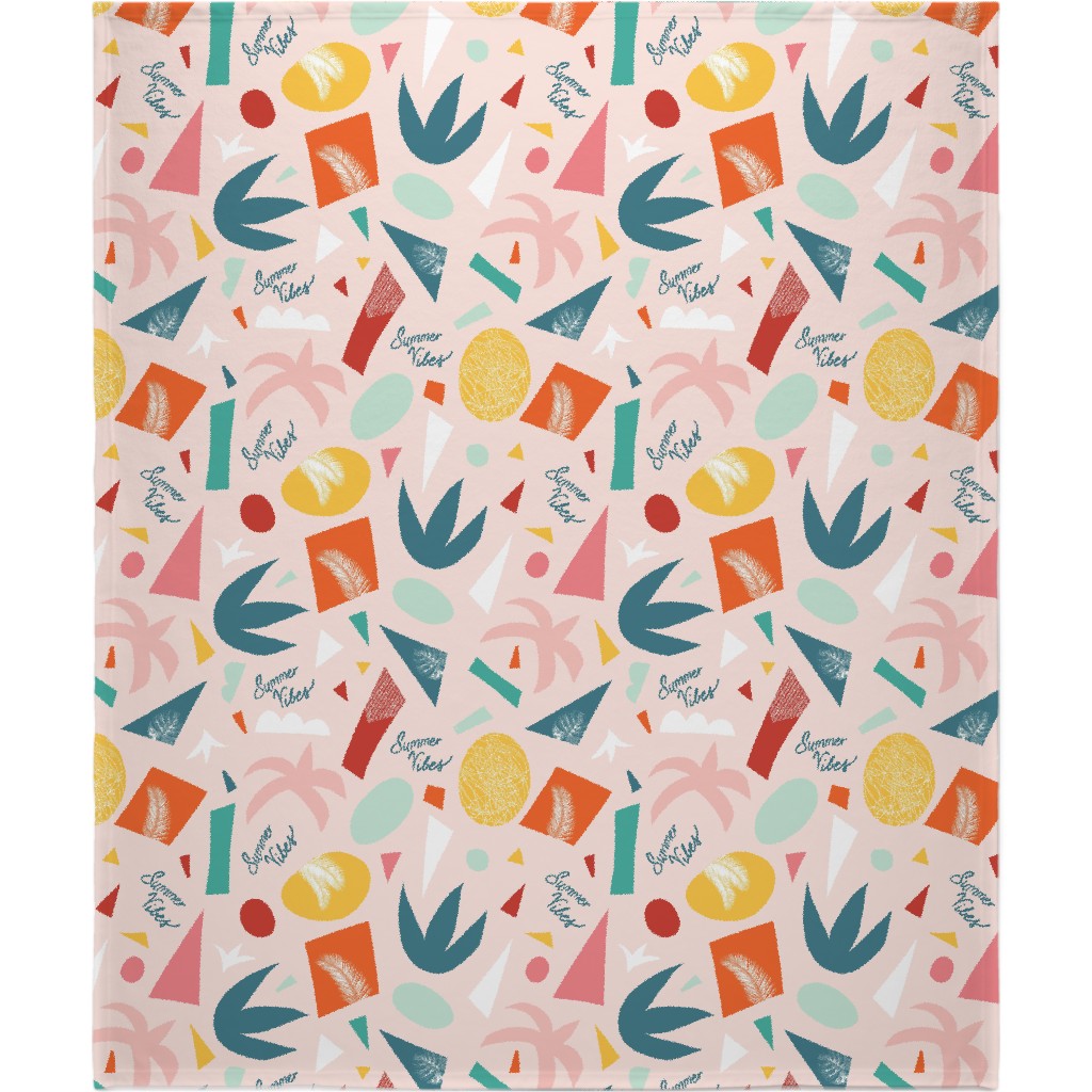 Summer Vibes Abstract Shapes Blanket, Plush Fleece, 50x60, Multicolor