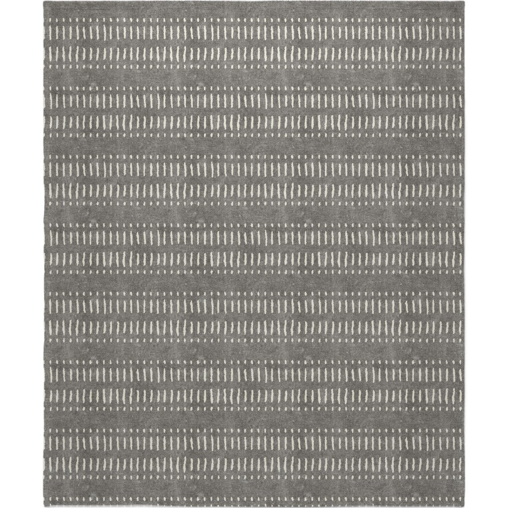 Dash Dot Stripes Blanket, Plush Fleece, 50x60, Gray, Warm Gray