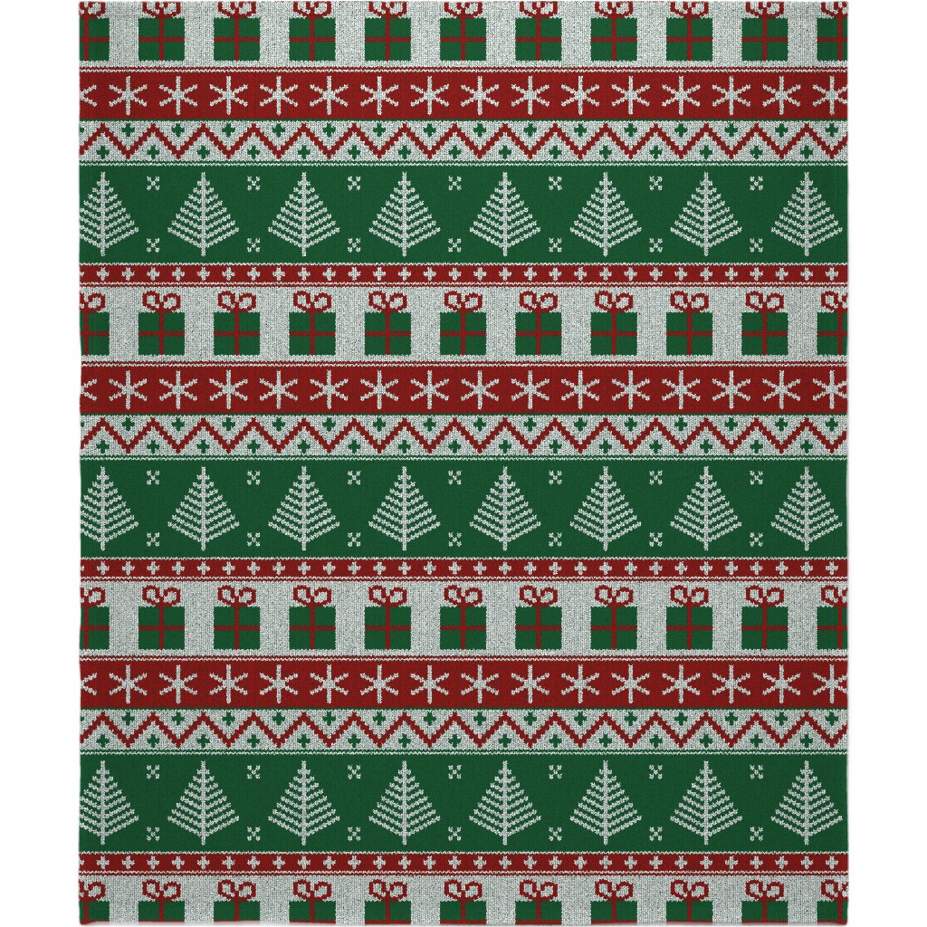 Christmas Knit - Green Blanket, Plush Fleece, 50x60, Multicolor