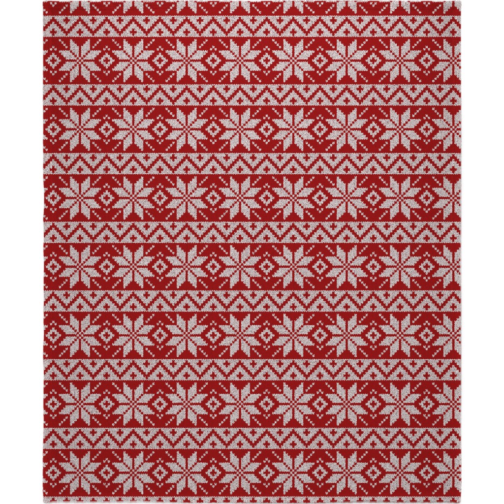 Christmas Knit - Red Blanket, Plush Fleece, 50x60, Red