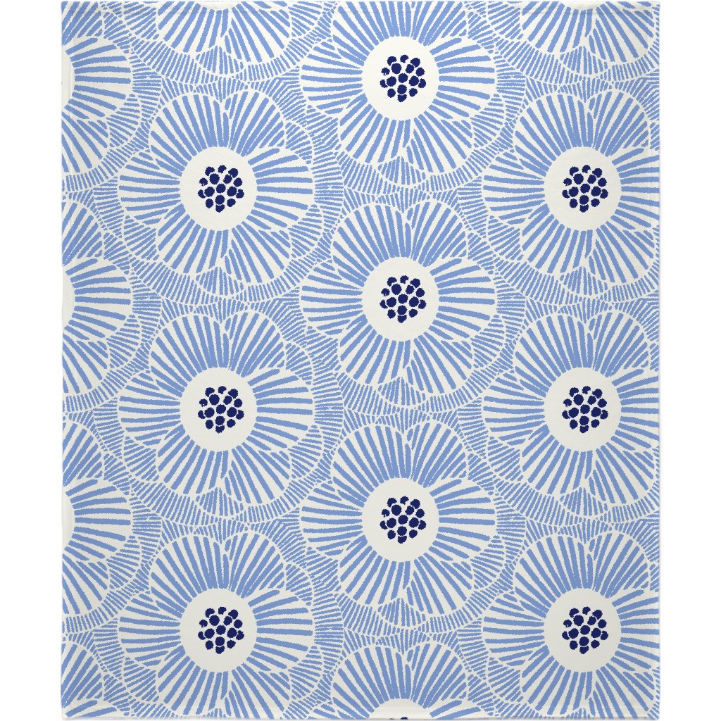 Camellia Blanket, Plush Fleece, 50x60, Blue