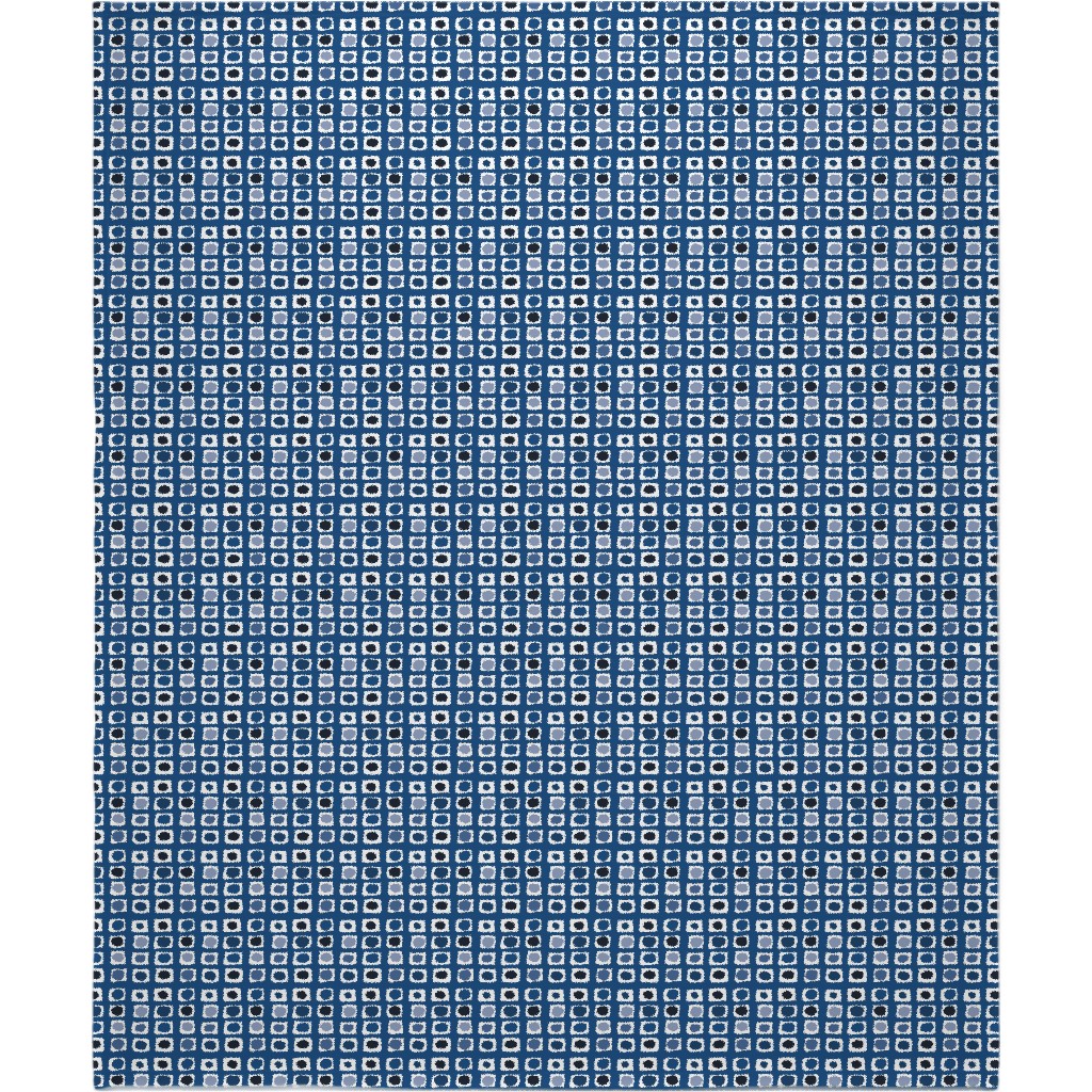 Little White Rectangles - Classic Blue Blanket, Plush Fleece, 50x60, Blue, True Blue