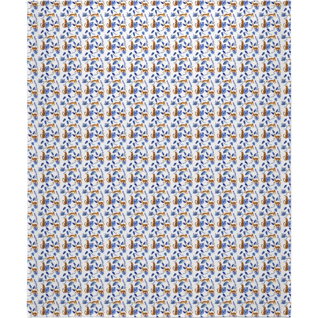 Leopard Tropical Exotic - Blue Blanket, Plush Fleece, 50x60, Multicolor