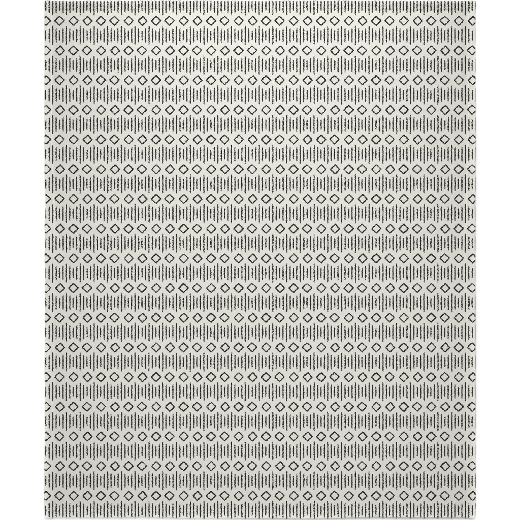 Diamond Fall - Mud Cloth - Onyx on Bone - Mudcloth Farmhouse Tribal - Lad19bs Blanket, Sherpa, 50x60, Beige