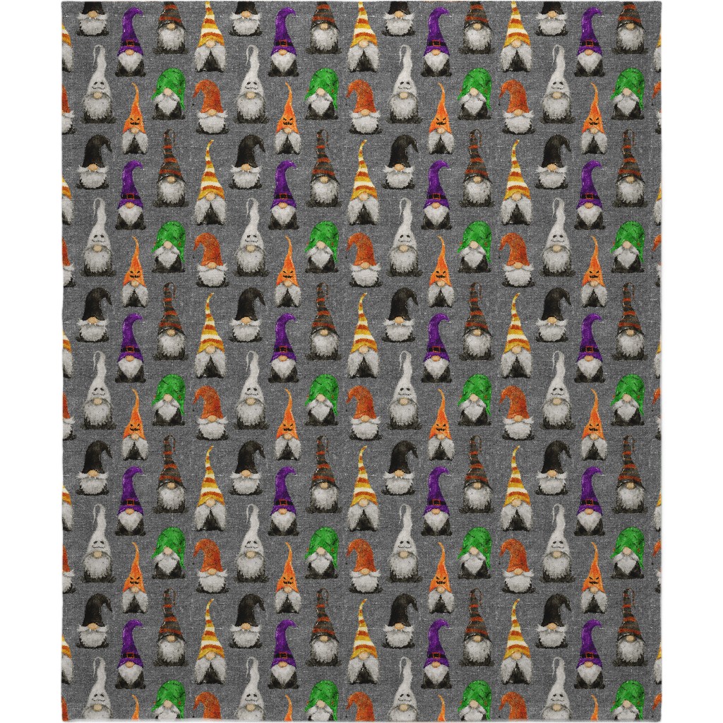 Halloween Gnomes - Grey Blanket, Sherpa, 50x60, Multicolor