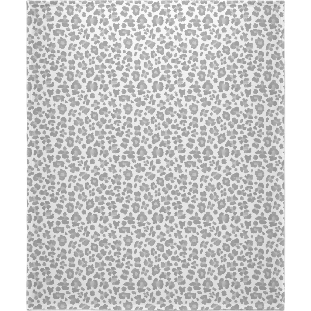 Light Grey Leopard Print Blanket, Sherpa, 50x60, Gray, Gray