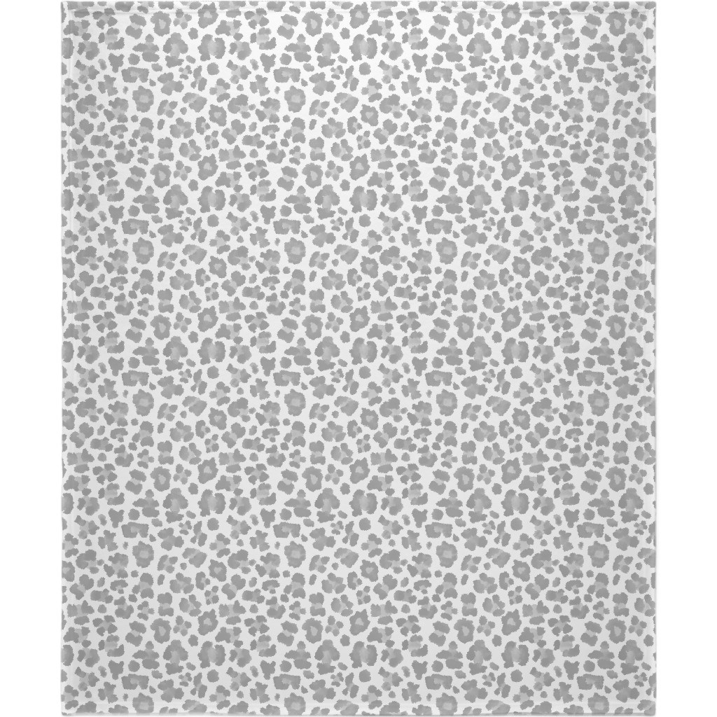 Light Grey Leopard Print Blanket, Sherpa, 50x60, Gray