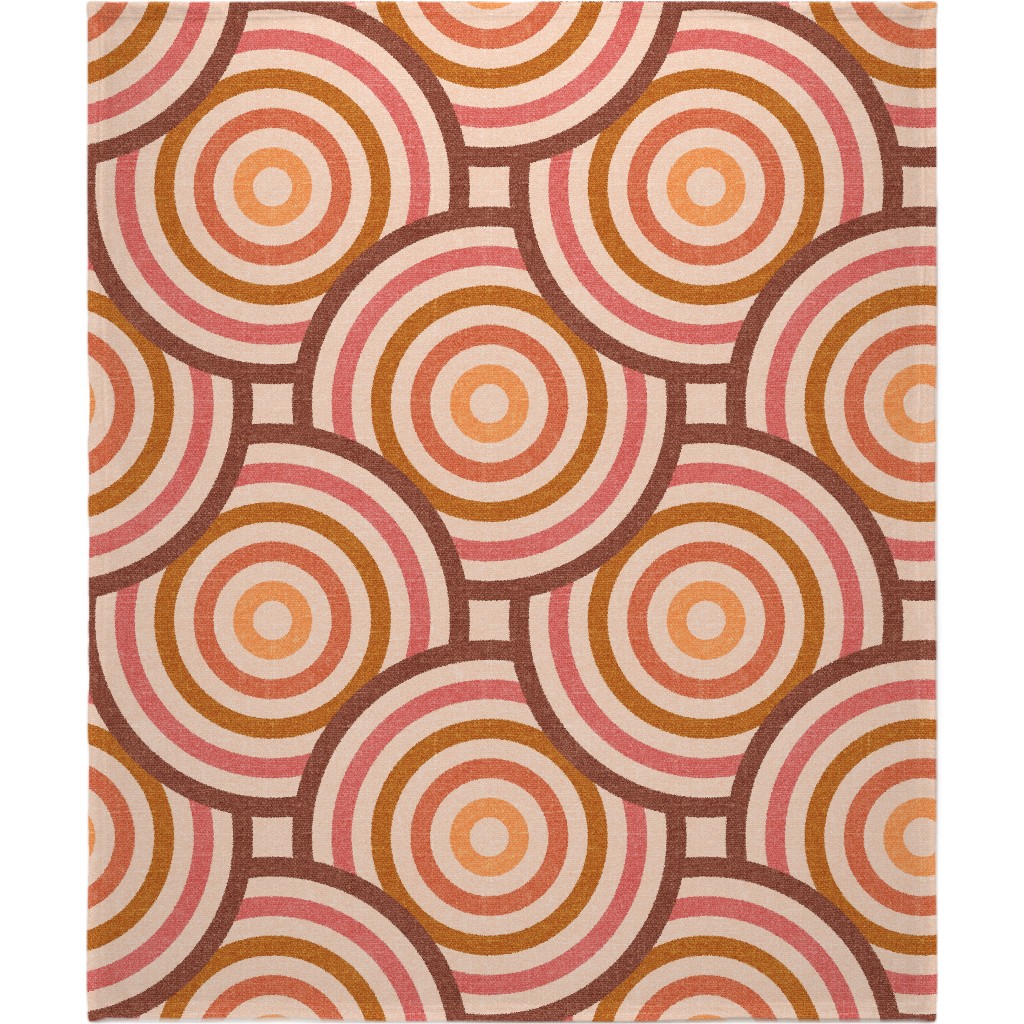 Retro Circles - Warm Blanket, Sherpa, 50x60, Pink