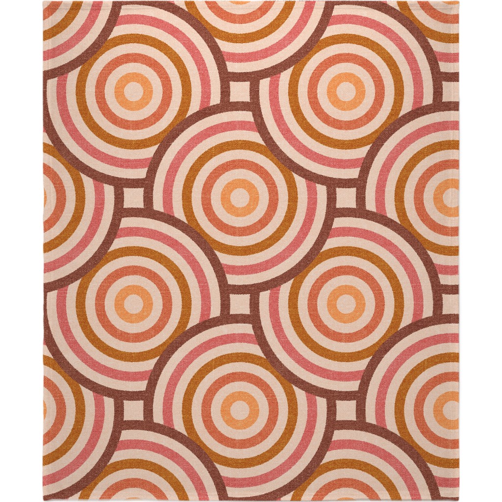 Retro Circles - Warm Blanket, Sherpa, 50x60, Pink, Bright Pink