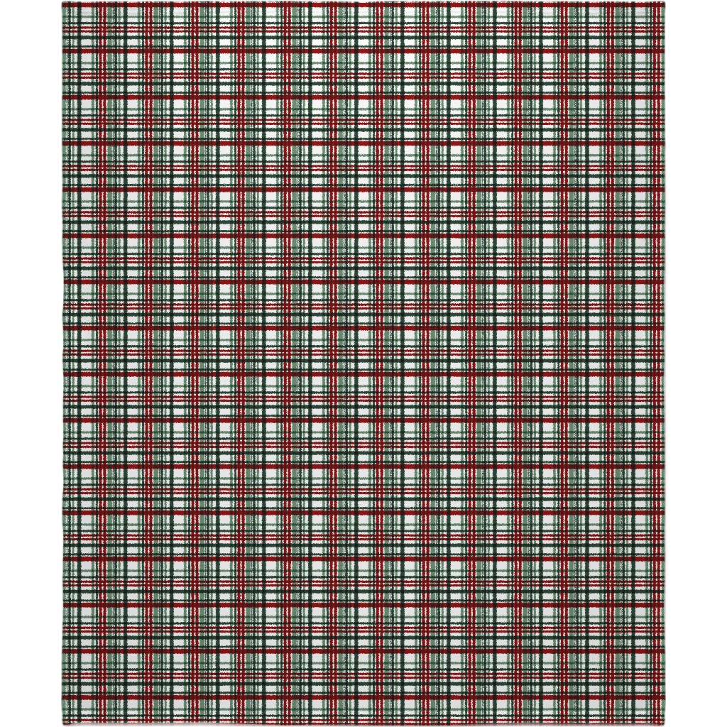 Intricate Plaid Blanket, Sherpa, 50x60, Green
