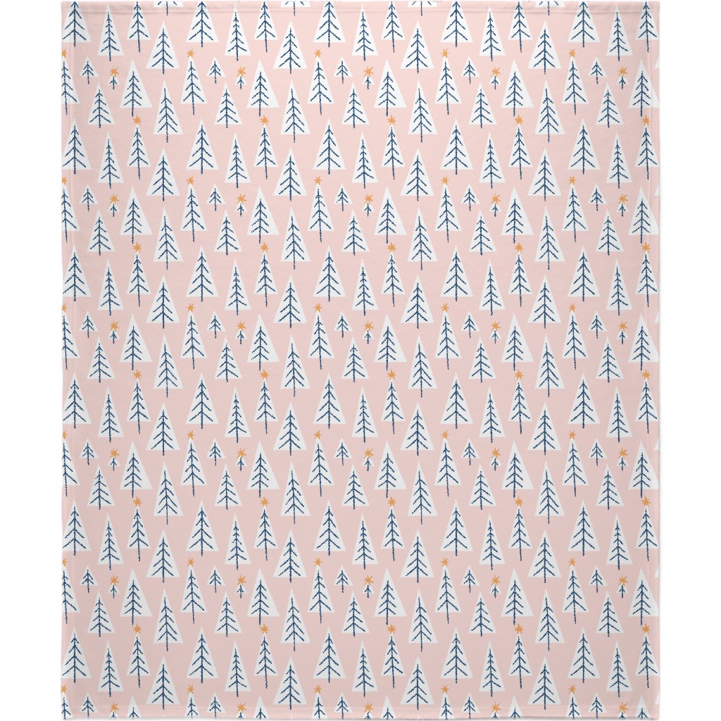Christmas Tree Forest - Pink Blanket, Sherpa, 50x60, Pink, Bright Pink