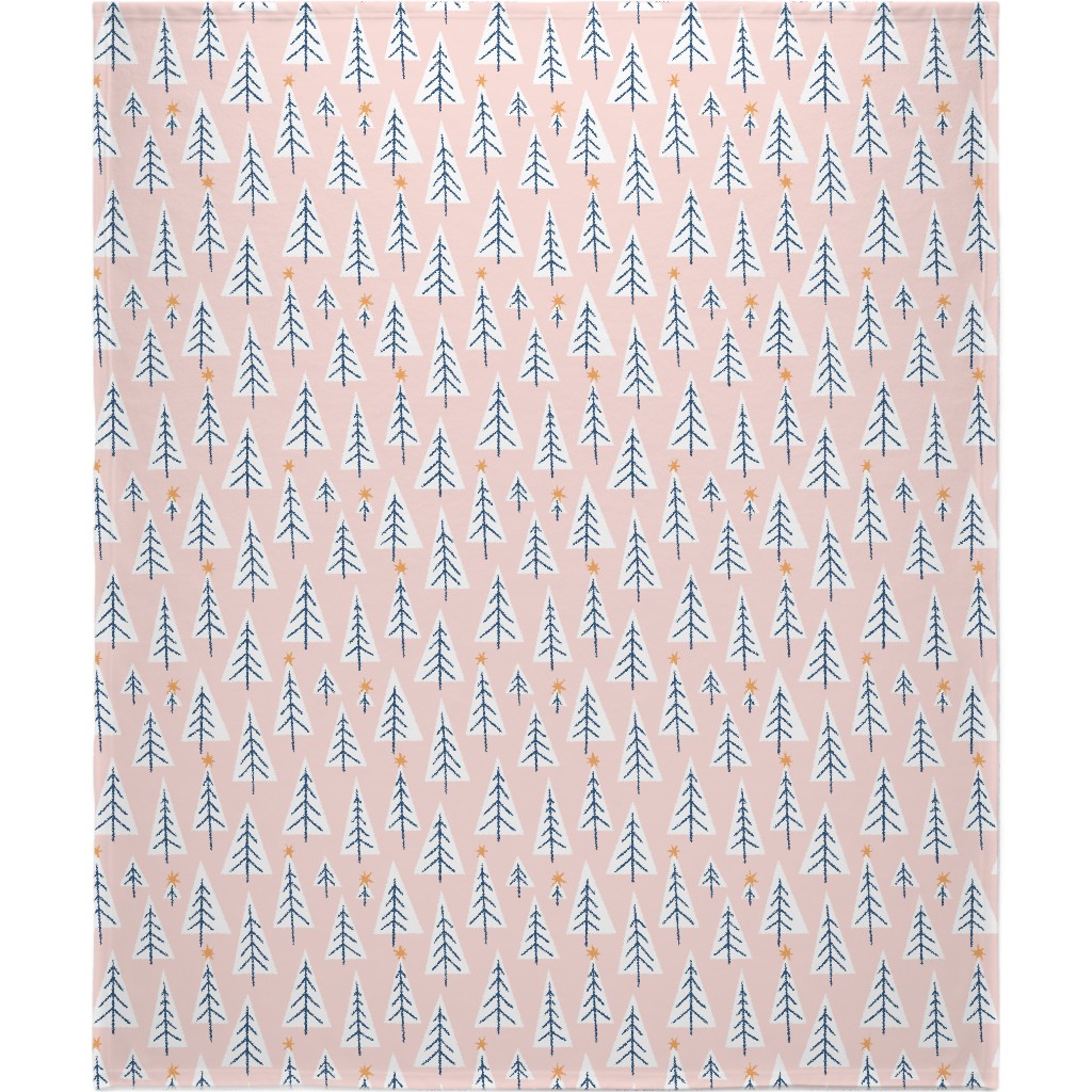 Christmas Tree Forest - Pink Blanket, Sherpa, 50x60, Pink