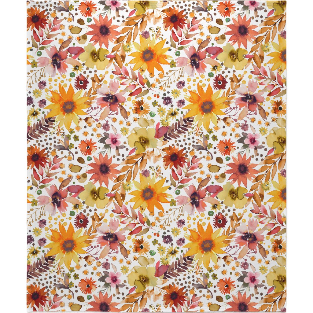 Big Sunflowers - Goldenrod Yellow Blanket, Sherpa, 50x60, Orange, Orange