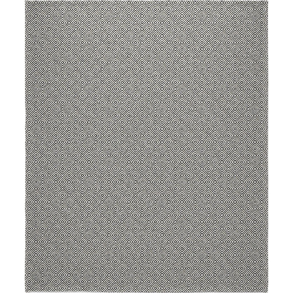 Diamond Pattern - Black and White Blanket, Sherpa, 50x60, Black