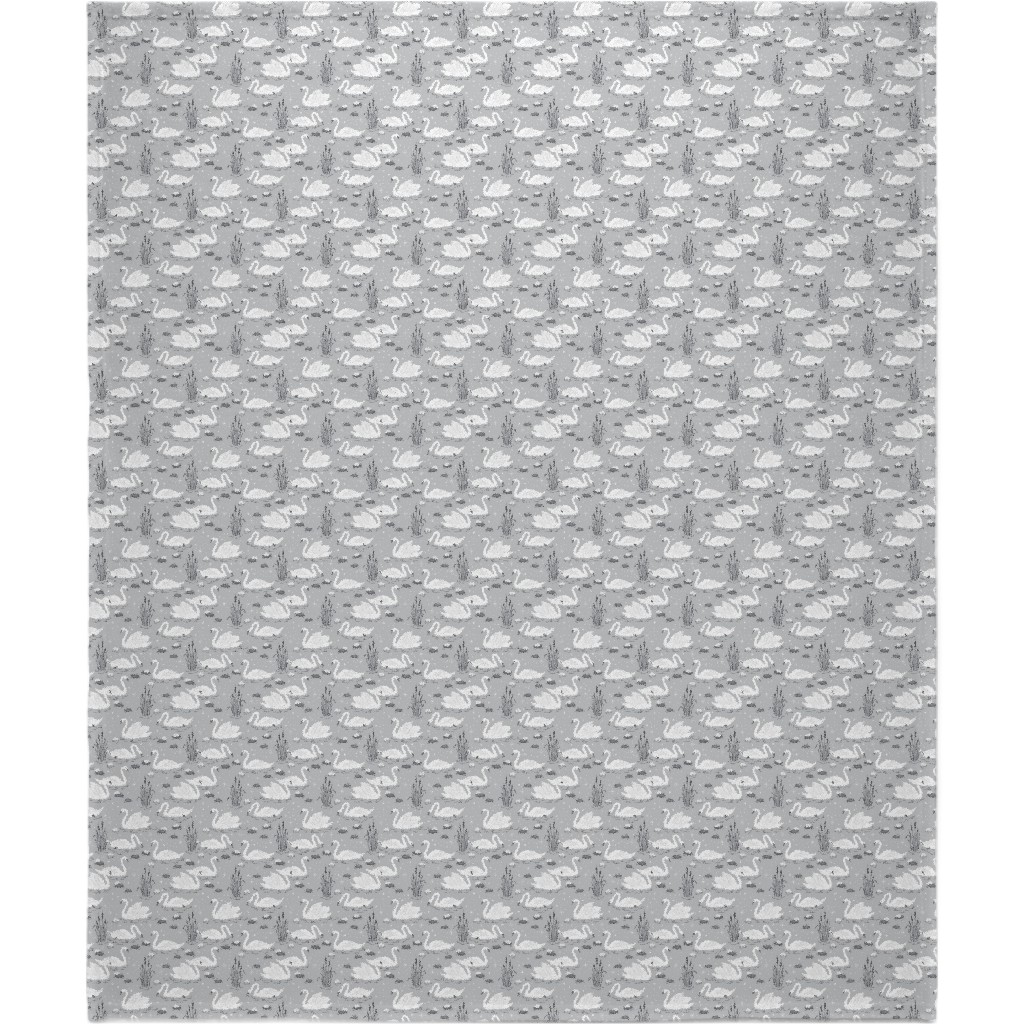 Summer Swans Blanket, Sherpa, 50x60, Gray