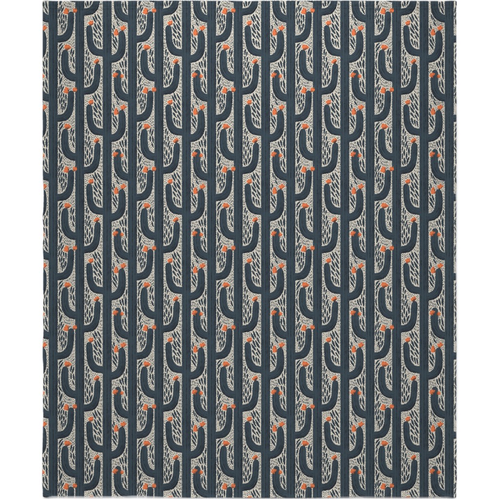 Wyatt - Cactus - Navy Blanket, Sherpa, 50x60, Blue