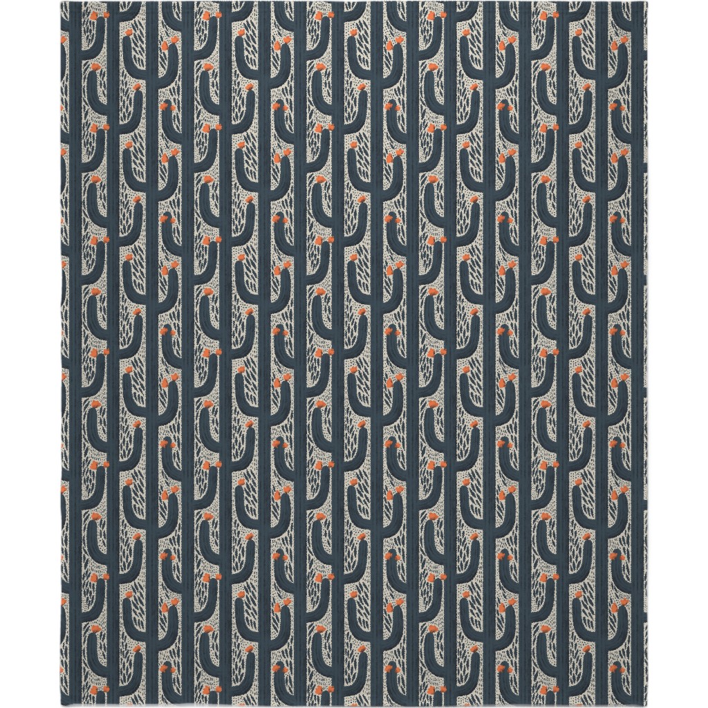 Wyatt - Cactus - Navy Blanket, Sherpa, 50x60, Blue, True Blue
