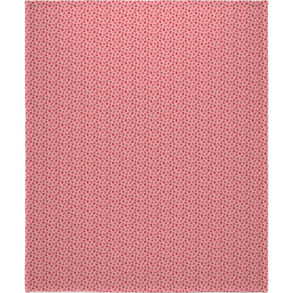 Red Strawberries - Pink Blanket, Sherpa, 50x60, Pink, Bright Pink